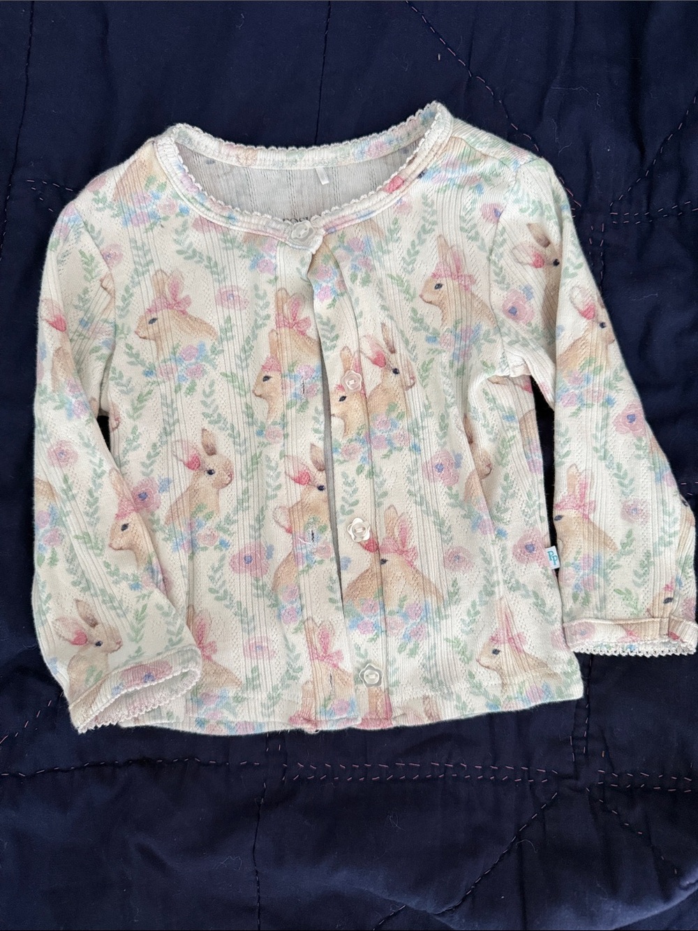 NEW Posh Peanut Bunny Rabbit Spring Pointelle baby 6-12 months sweater cardigan